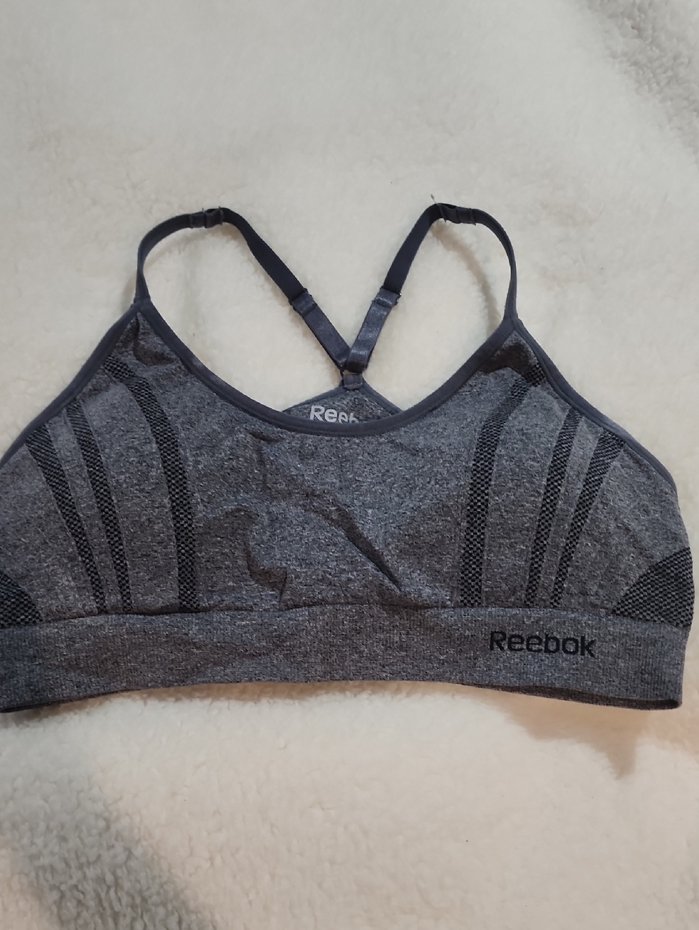 Reebok Charcoal Gray Seamless Racerback Sports Bra